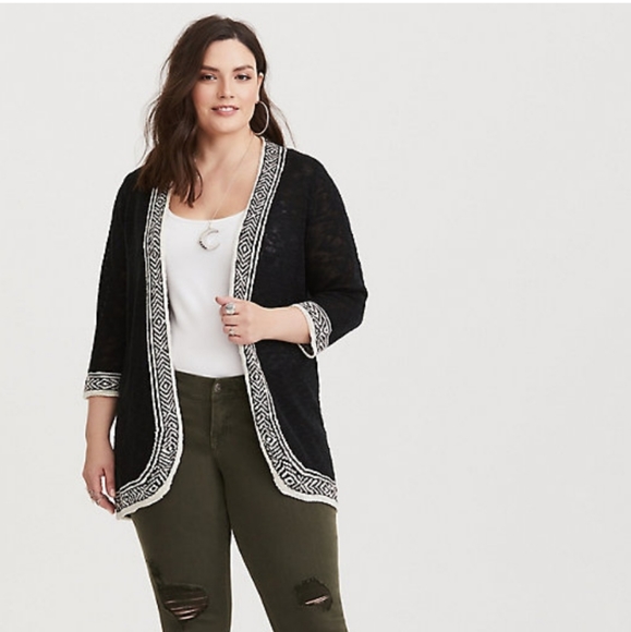 torrid Sweaters - Torrid black & white border trim cardigan
